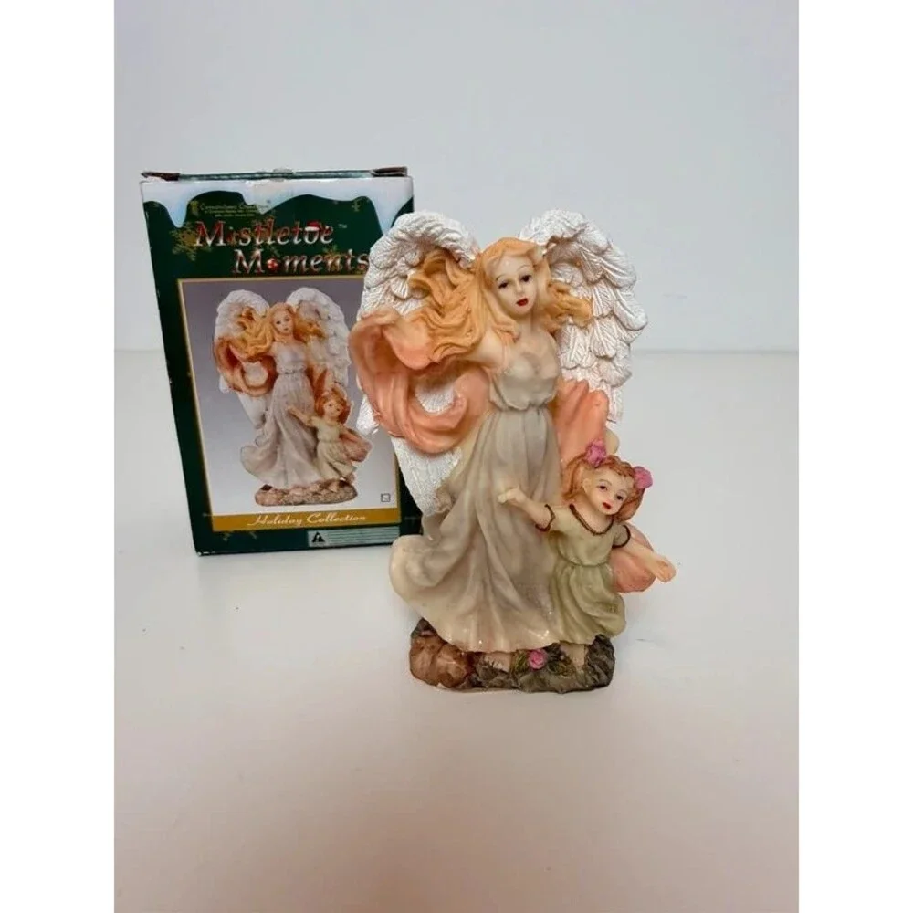 2000 Cornerstone Creations Mistletoe Moments Guardian Angel Child Figurine